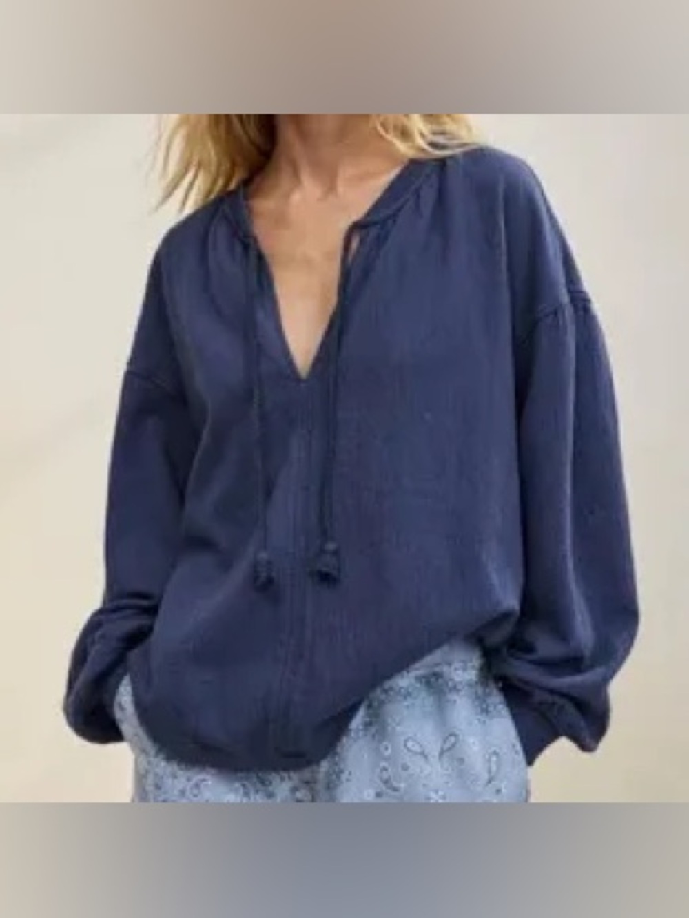 NWT Aerie Easy Street oversized v neck sweatshirt navy blue